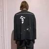 Mens Oversized Washed Cotton Long Sleeve Tee Streetwear Vintage Style SS25