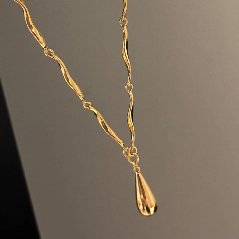 Fashion Water Drop Pendant Necklace for Women Light Luxury Laziness High Quality Irregular Tassel Collar Chain Necklace Jewelry