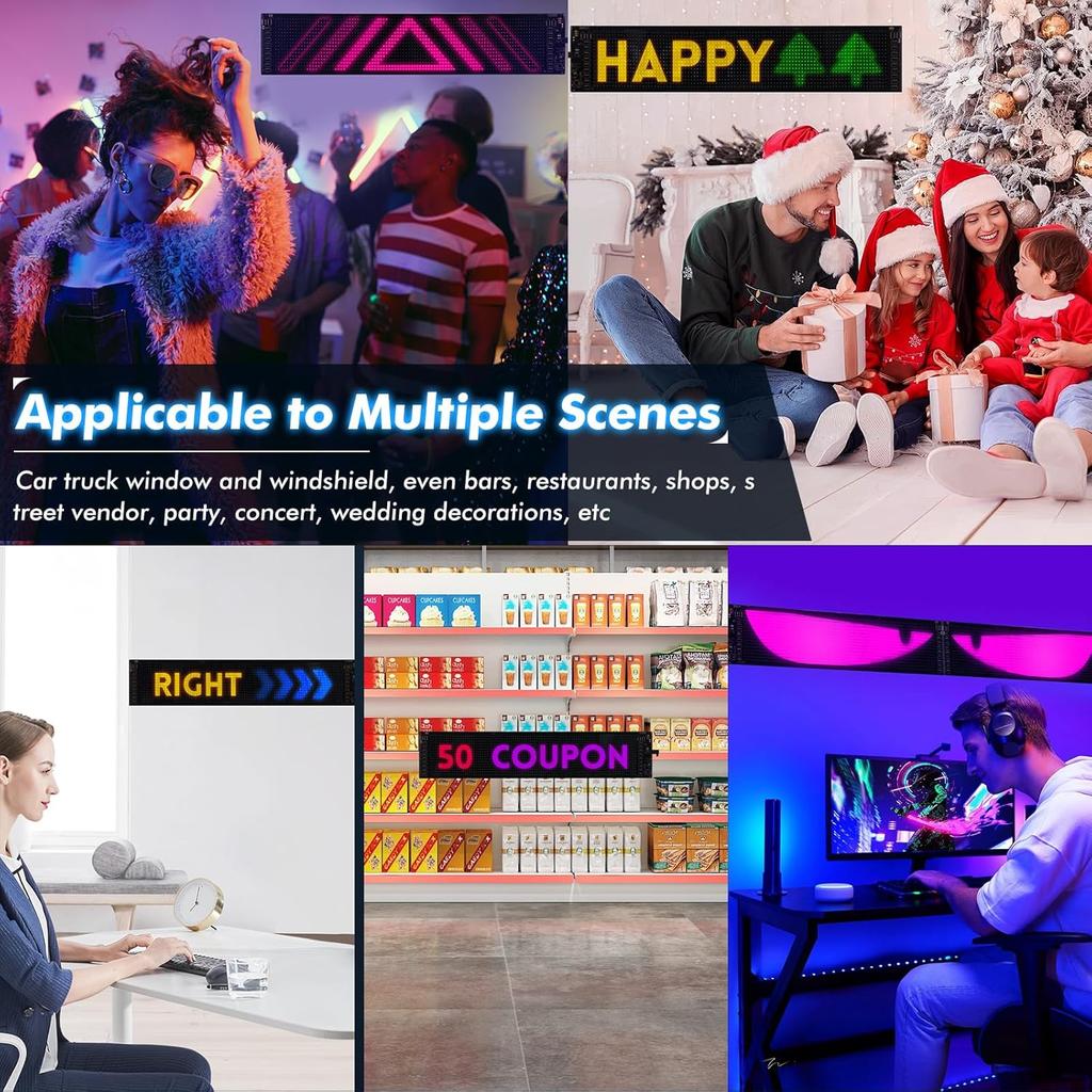 RGB LED Matrix Pixel Panel Flexible Waterproof Scrolling Text Advertising Sign Bluetooth APP Programmable Screen for Car Display