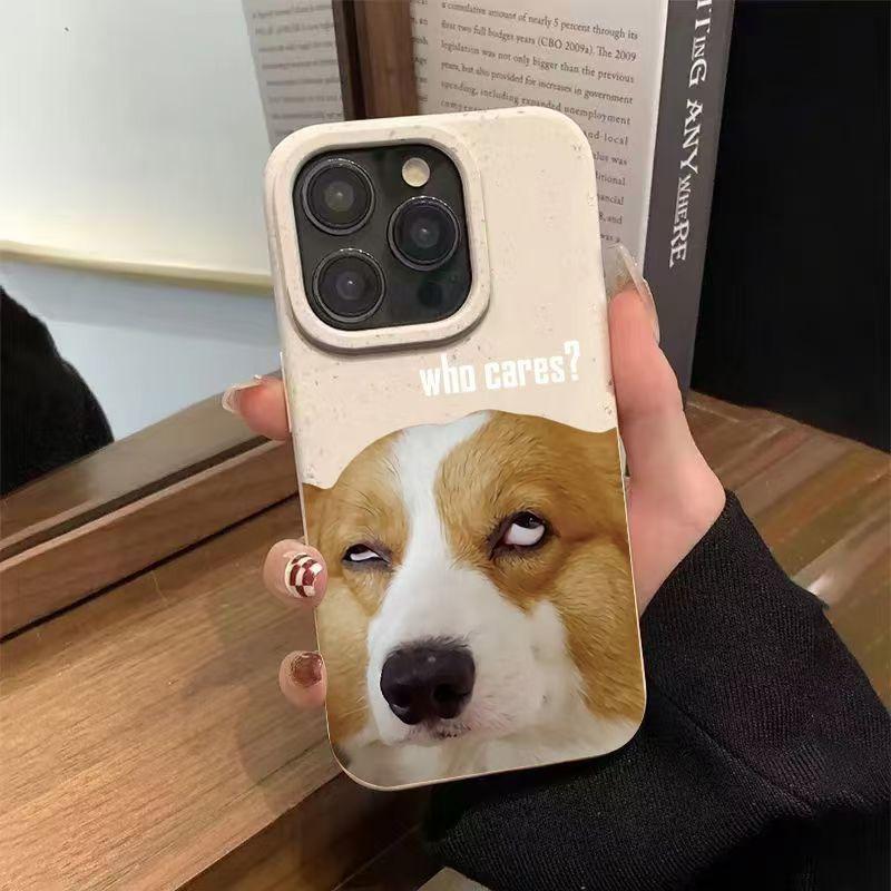 Corgi rolls his eyes for Apple 16PRO mobile phone case iPhone15Plus wheat 14 personality 13 trend 12