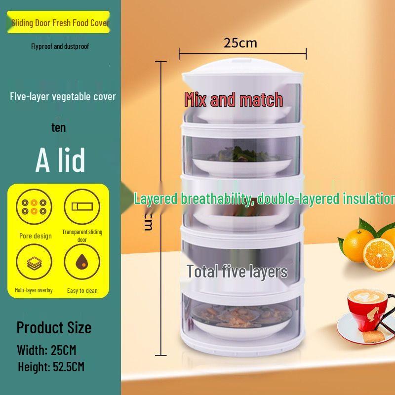 Breathable Insect-Proof Kitchen Storage Rack with Thickened Vegetable Cover and Overnight Dish Insulation