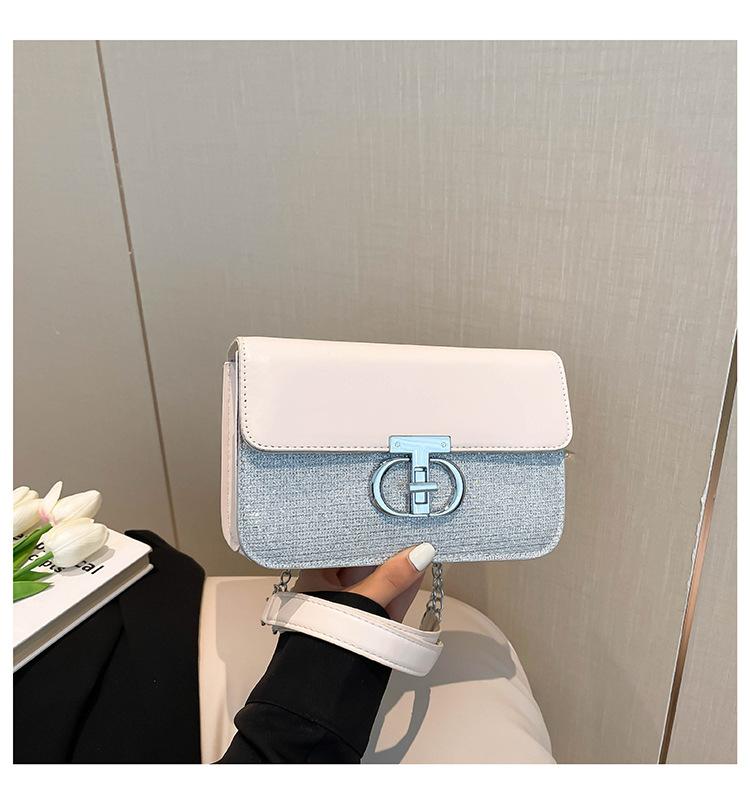 Solid Color Women's New Trendy Light Luxury Lock Fashionable Summer Chain Crossbody Shoulder Small Square Bag