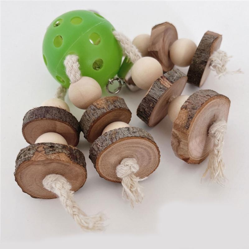 5pack Parakeets Cage Bites Toy Natural Wood Quakers Parrots Toy Hammock Swing for Large Birds