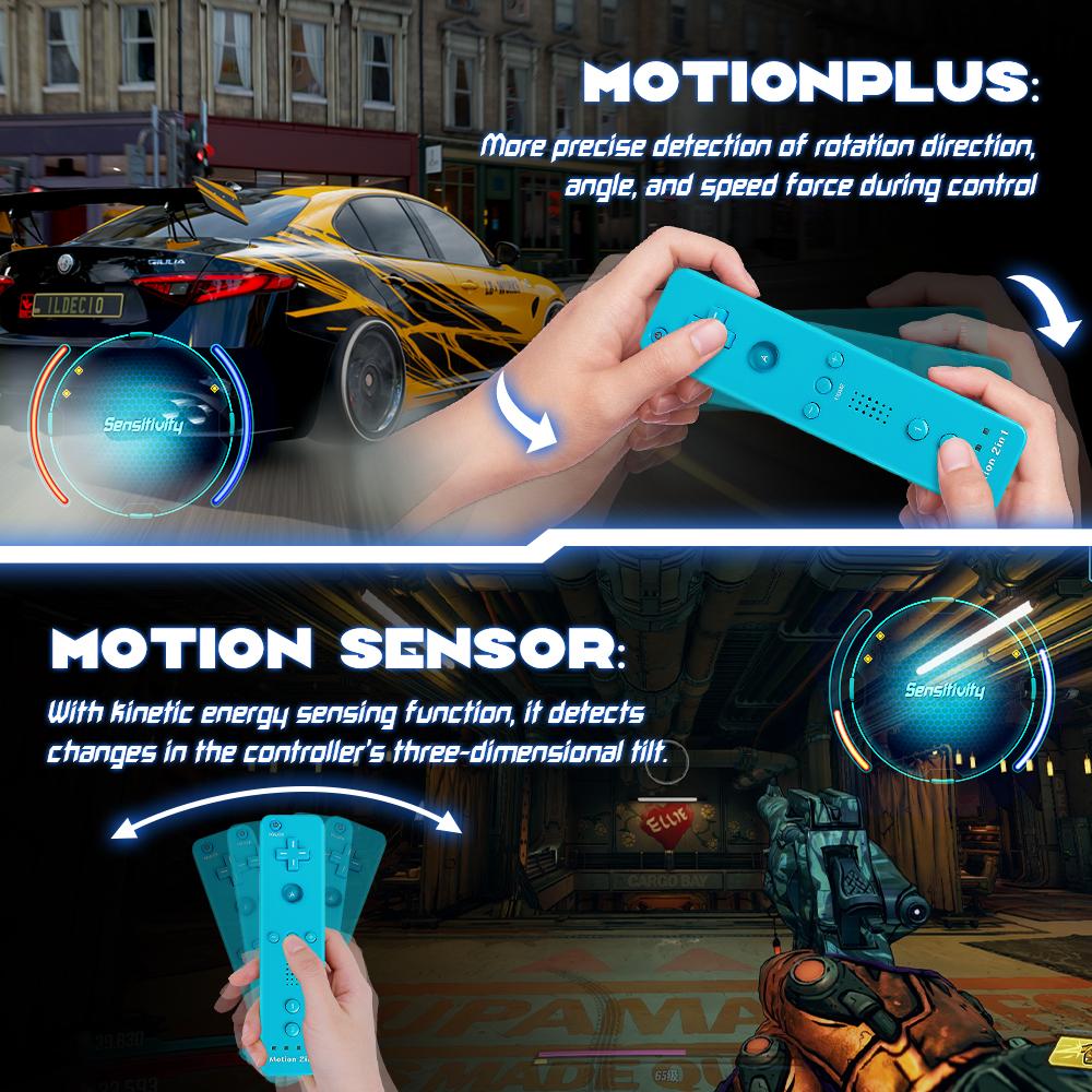 2in1 For Nintendo Wii Controller Set W/ Motion Plus Wireless Joystick Gamepad Remote Control W/ Silicone Case Video Game Console 1