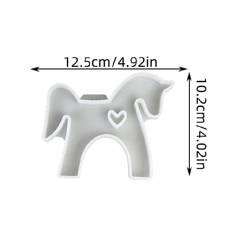 Sweet Mini Ponies Shape Silicone Mold Horse Hollowed Heart Figurine Mould For DIY Cement Statue And Resin Craft Projects