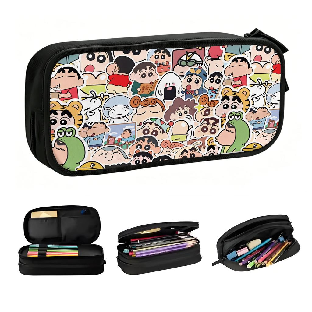 Kawaii C-Crayon S-Shin C-Chan Anime Pencil Case for Boys Girls Large Storage Pencil Pouch School Accessories