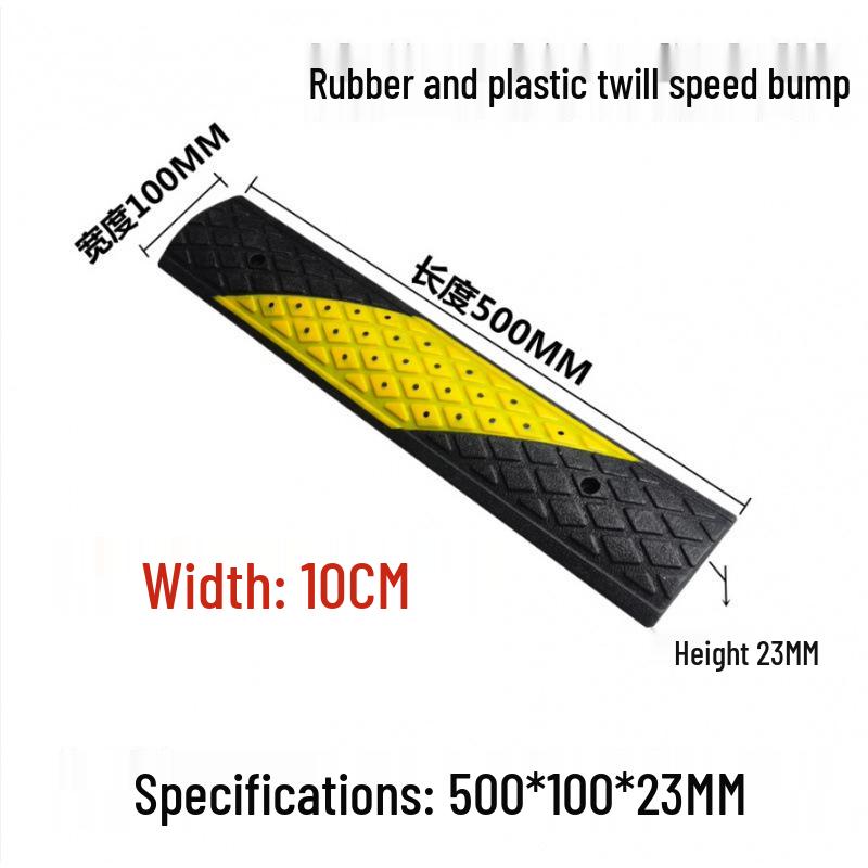 2cm High Mini Rubber Speed Bump and Bicycle Buffer with Yellow-Black Stripes for Parking Space Division