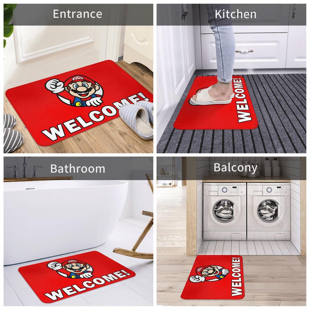 Super Bros M-Marios Door Floor Kitchen Bath Mats Anti-Slip Indoor Doormat Garden Entrance Rug Carpet Footpad