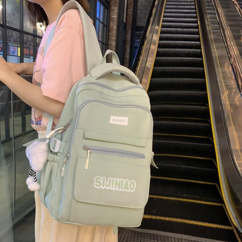 Schoolbag Korean Version Ins Simple Campus Soft Girl Girl Schoolbag Japanese Harajuku Style Large Capacity Solid Color Middle School Student Backpack