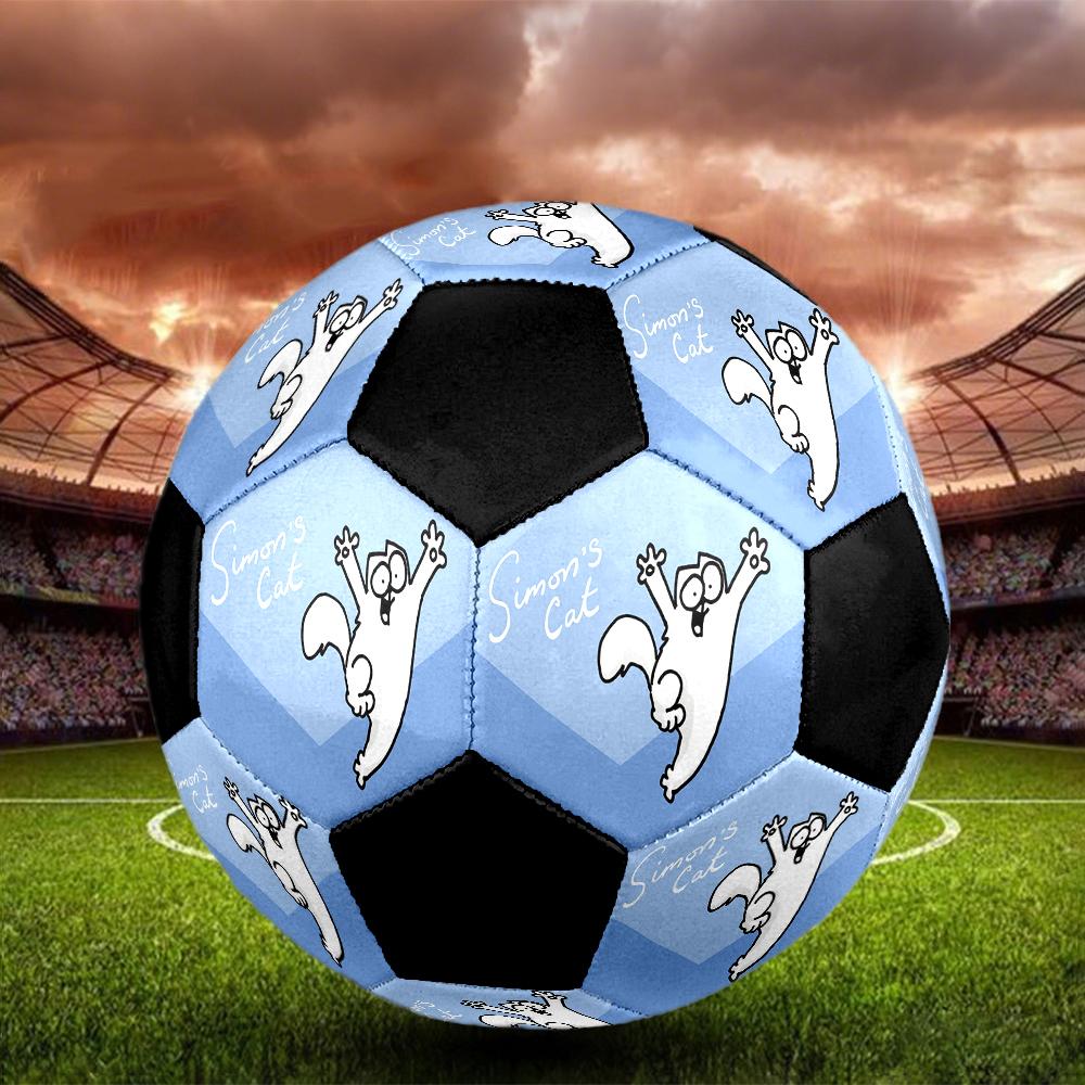 Simon's Cat Cute Cartoon Indoor Soccer Ball Colorful Machine Stitched PVC Size 5 Team Training Competition Ready Durable High-Bounce Cool Sports Gift