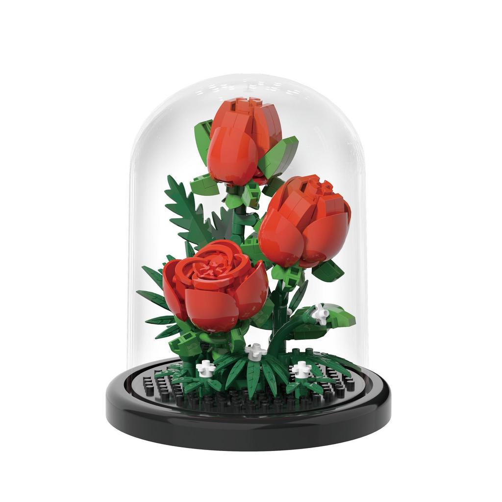 Preserved Flower Gift: Sunflower & Rose with Cover - Building Block Ornament for Boys & Girls