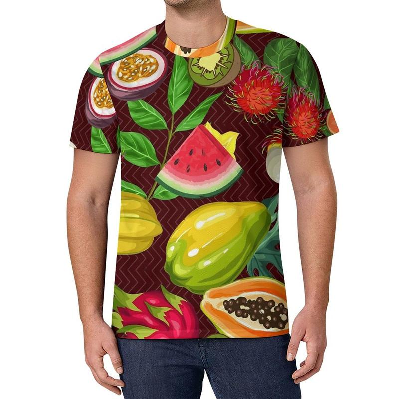 Hot Sale Lemon Strawberry Fruit Pattern T Shirt Summer Fashion 3D Printed Short Sleeve  Simple Design Casual Oversized T-Shirt