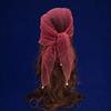 Pearl Tassel Rhinestone Square Scarf Hair Wrap Solid Color Full Sky Star Headwrap Lace Trim Breathable Fabric