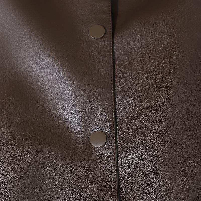 Temperament jacket women's leather jacket mid-autumn and winter short jacket top