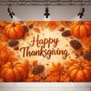Happy Thanksgiving photo backdrop, autumn harvest, pumpkin, maple leaf, fall party decor648