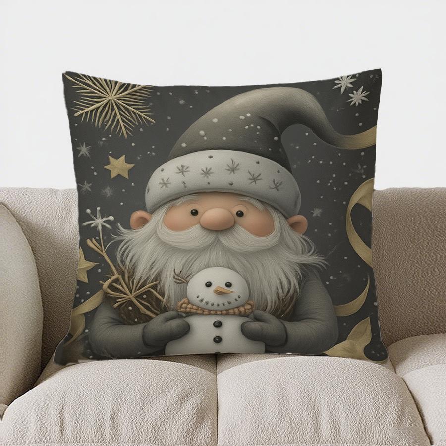 Home Decor Hello Winter Wreath Decorative Pillow Cover Pattern Cushion Cover Suitable For Sofa Bedroom Car Pillow Cover