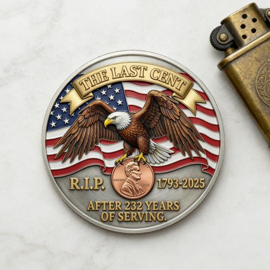 1/2/3/4/5Pcs The Last Cent Collectible Coin American Flag Eagle Final Cent Souvenir Coin Memorial Token History Buffs Collectors Enthusiasts Keepsake