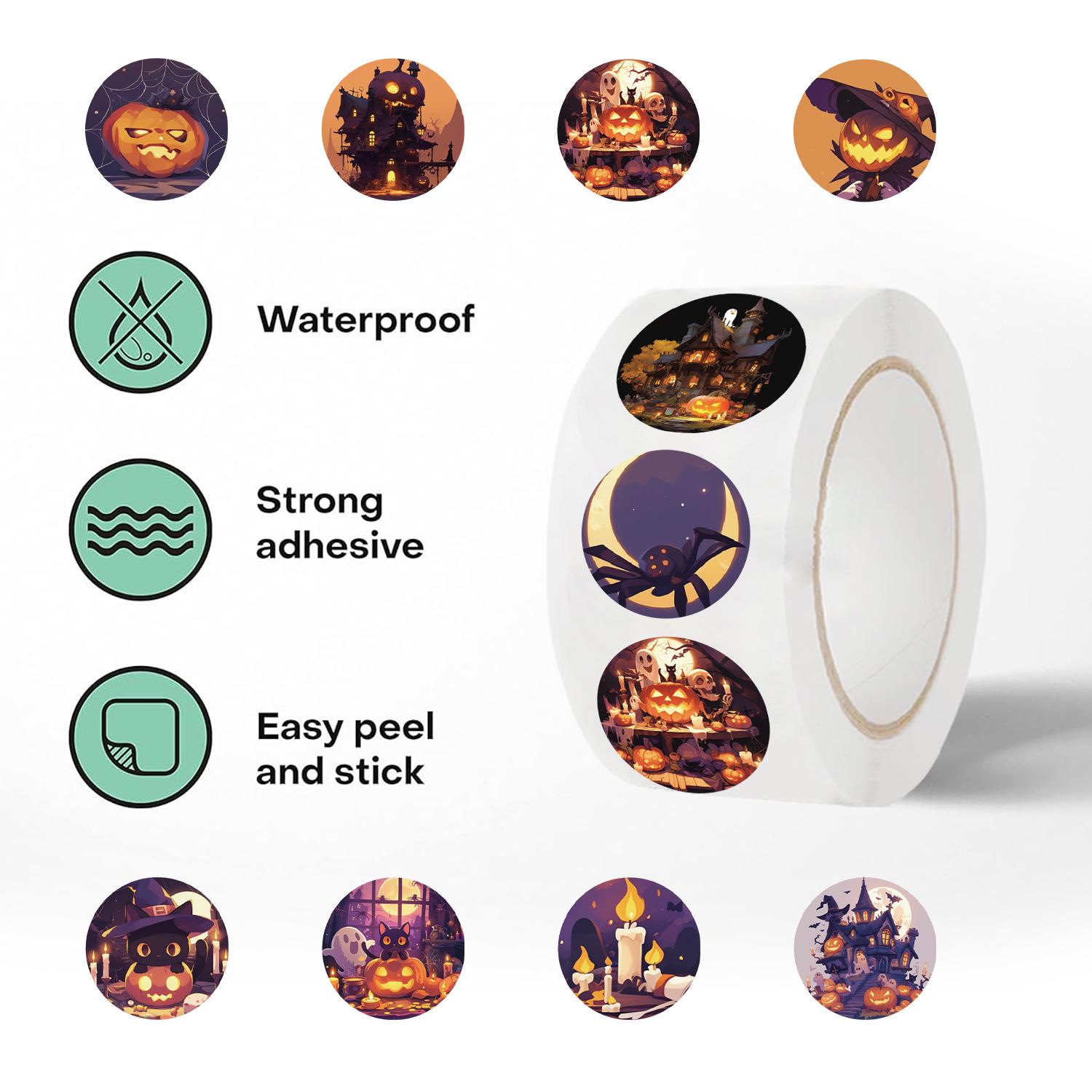 

500 штук/рулон Рулонные наклейки Хэллоуин Лента Материал для блокнота Может украсить печать конверта