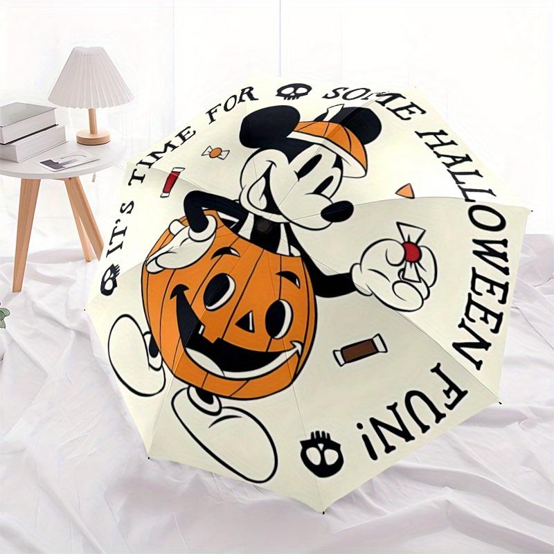1pc Halloween Mouse Pumpkin Durable Cartoon Folding Umbrella, Portable 3-Fold Compact Umbrella for Men and Women, Suitable for Travel or Dai