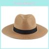 Summer Straw Sun Hat With Wide Brim And Ribbon Decoration For Wear Daily