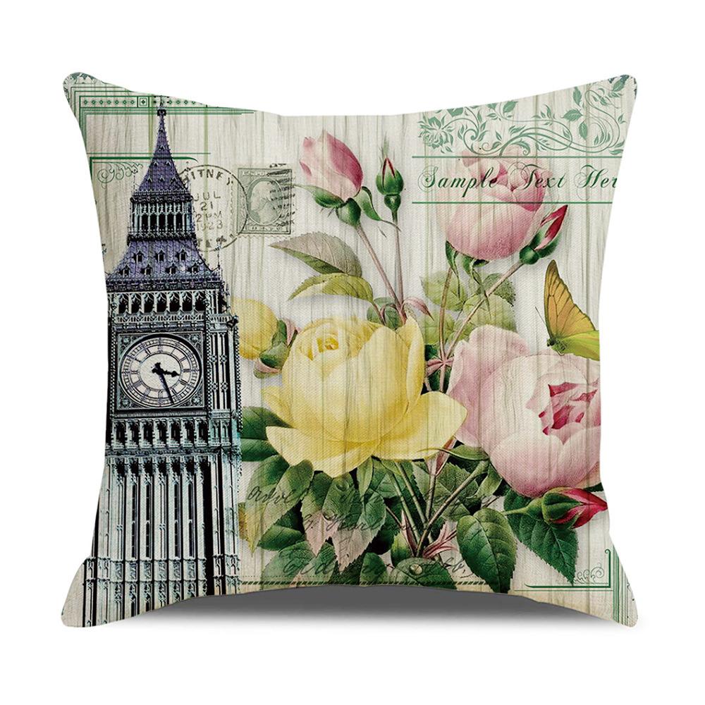 New Home Soft Furnishings Retro Butterfly Newspaper Linen Sofa Office Pillow Cover Cushion Cover
