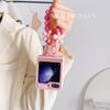 For Samsung Galaxy Z Flip6 5G Case Skin-Touch Leather+PC Phone Cover with Beaded Wrist Strap