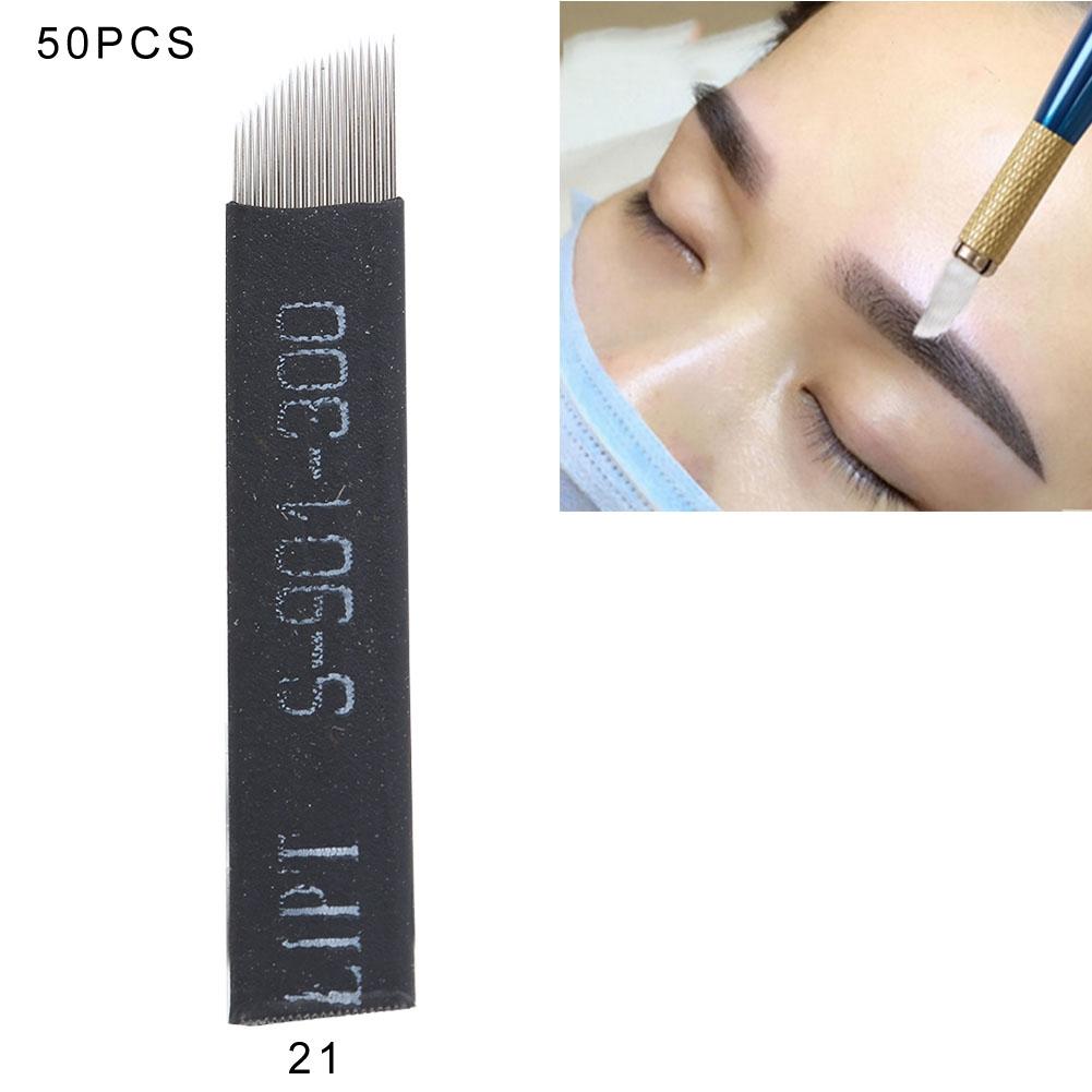 50pz Aghi per Microblading Sopracciglia Sopracciglia Occhi Labbra Aghi per Tatuaggio 9 12 14 16 21 Punte