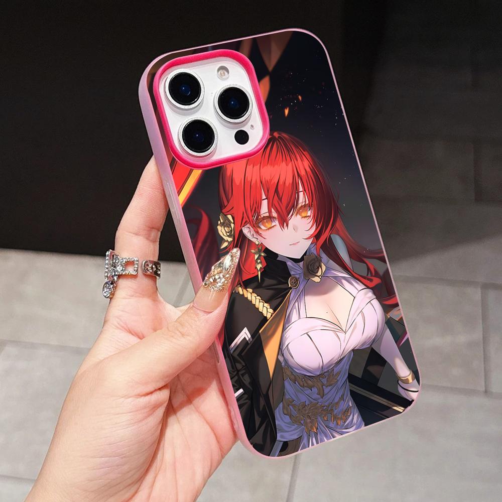 HSR Himeko Jelly Double layer Rose Red Mobile Phone Case for iPhone 17 16 15 14 13 12 11 Air Pro Max Plus Protective