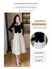 French Retro Style Velvet Layered Dress for Spring and Autumn
