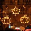 Battery Powered Autumn Window LED Lights with Pumpkin and Maple Leaf Shapes for Seasonal Ambiance In Homes and Commercial Spaces