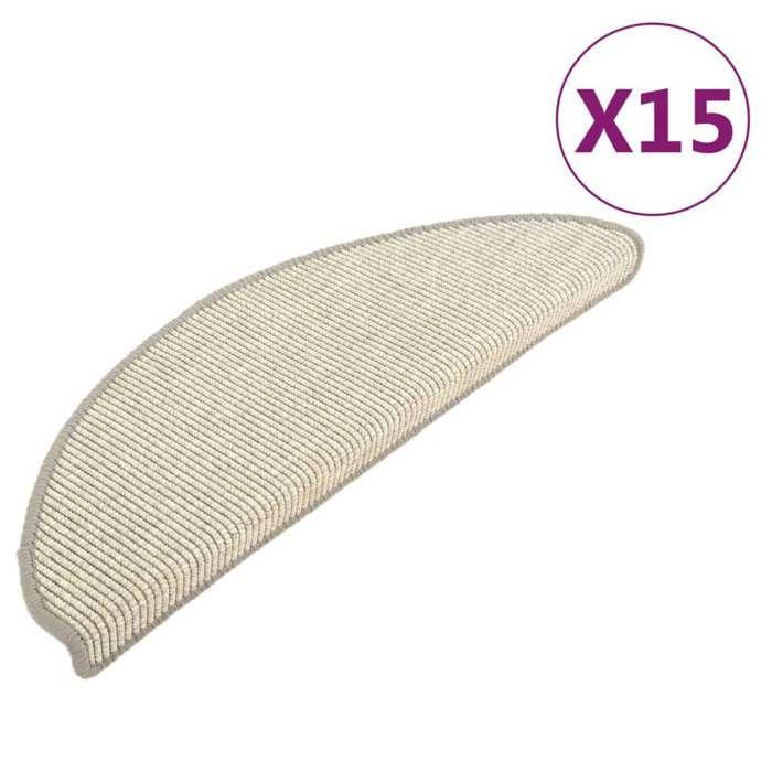 VidaXL Tapis d'escalier 15 pièces 65 x 21 x 4 cm Argent Demi-rond Grand 326901