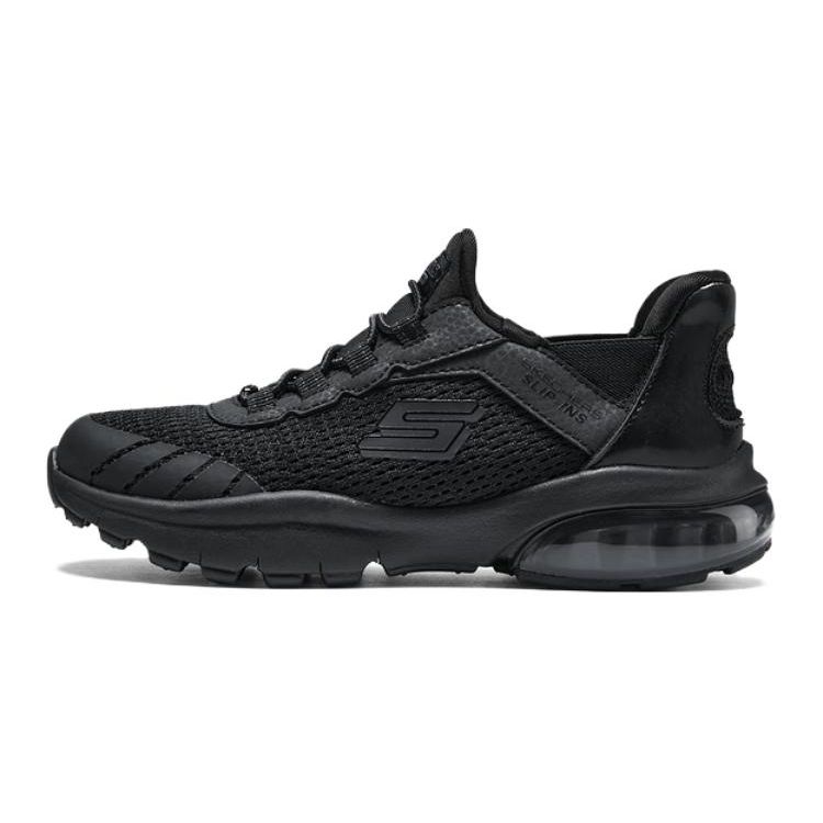 Skechers Слипоны Синтетическая Кожа Ткань Удобные Универсальные Дышащие Низкие Повседневная Обувь Детские кроссовки Черный 403839L-BBK 27.5