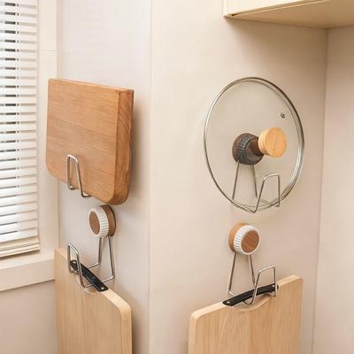 Stainless Steel Suction Cup Cutting Board Holder Rustproof Space Saving Pot Lid Storage Rack Moisture-proof