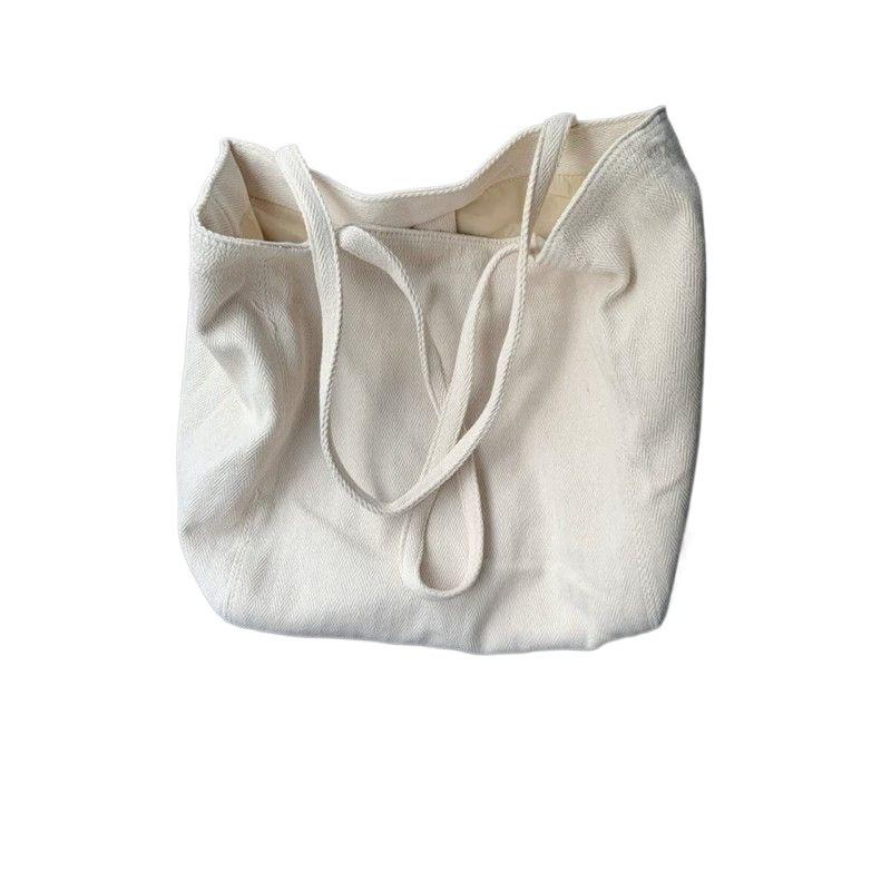 Damen Schulterhandtasche aus koreanischem Köper-Canvas mit großem Fassungsvermögen - Lässige, schlichte Tragetasche