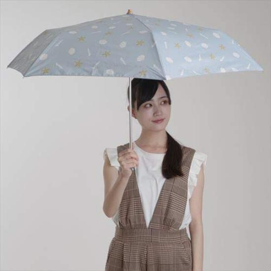 Nifty Colors Folding TC Shell 6 with Storage 2224BL Umbrella, Blue, 50cm, Mini, Ribs, Bag,