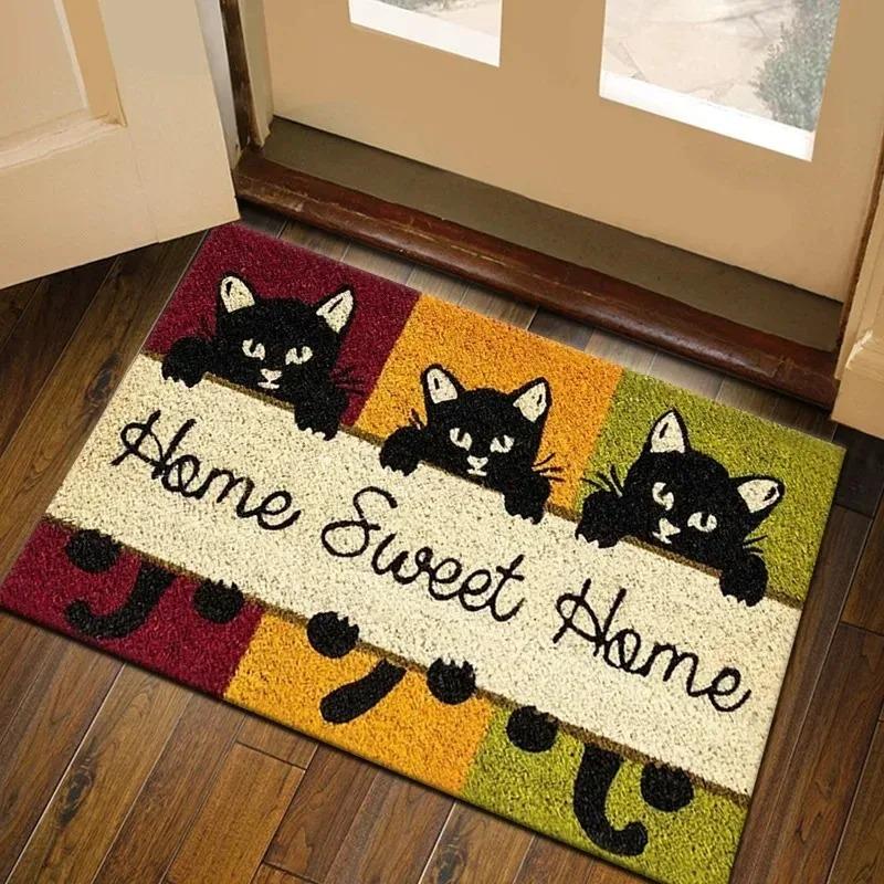 Minimalist Doormat with Welcome Letters Vintage Floor Mat Non-slip Cushioned Entrance Mat Machine Washable, Decorative Door Mat.