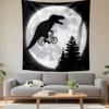 T-Rex Riding Bike Under Full Moon Patterned Tapestry Decorative Wall Hanging, Home Bedroom Living Room Decor