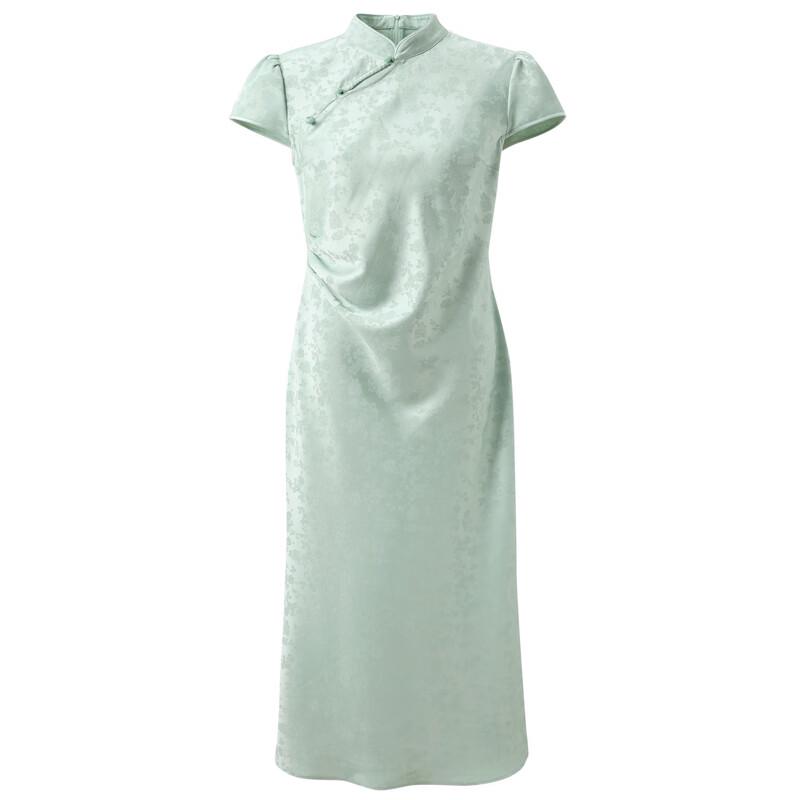 Sancai New Chinese Style Rose Satin A-Line Dress