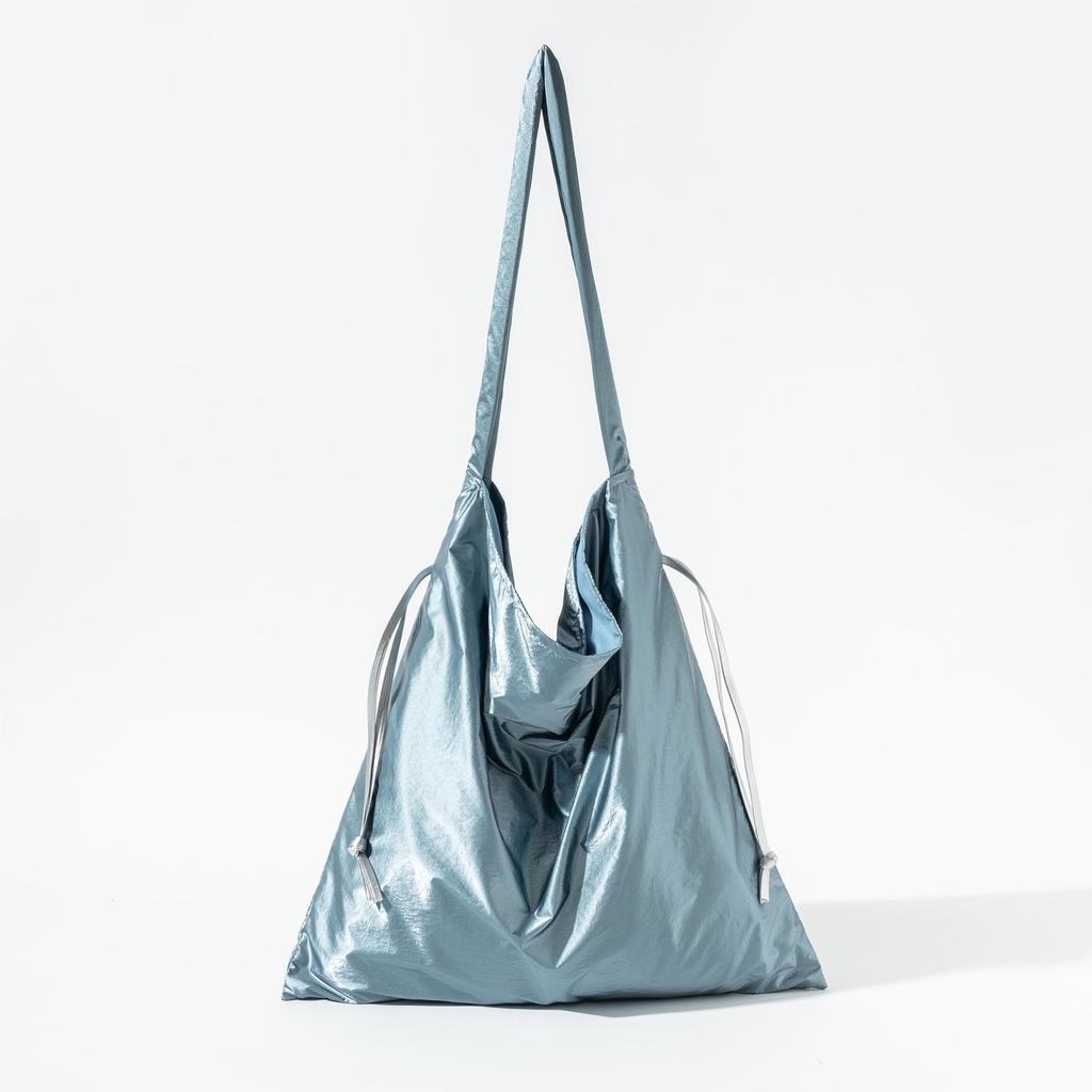 Nuova Borsa a Spalla con Coulisse Laterale Lucida, Borsa Artistica da Pendolare, Pigra e alla Moda, Grande Capacità, Borsa Tote Minimalista