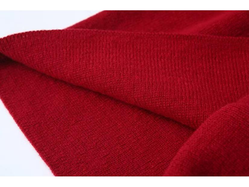 Burgundy European & American Style Winter 2024 Women's Sweater & Midi Skirt Set