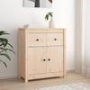 Low Buffet - Solid Wood - 70x35x80 Cm - Brown - Large Storage Space - Ideal for Living Room