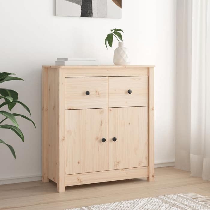 Low Buffet - Solid Wood - 70x35x80 Cm - Brown - Large Storage Space - Ideal for Living Room