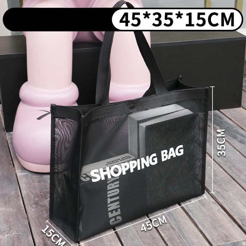 Borsa Tote in Rete da Donna Grande Capacità Trasparente a Spalla Leggera Pieghevole per Shopping Spiaggia