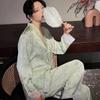 Pajamas women's spring and autumn ice silk national style ice silk disc buckle flower Xiaohongshu new Chinese thin long-sleeved loungewear set