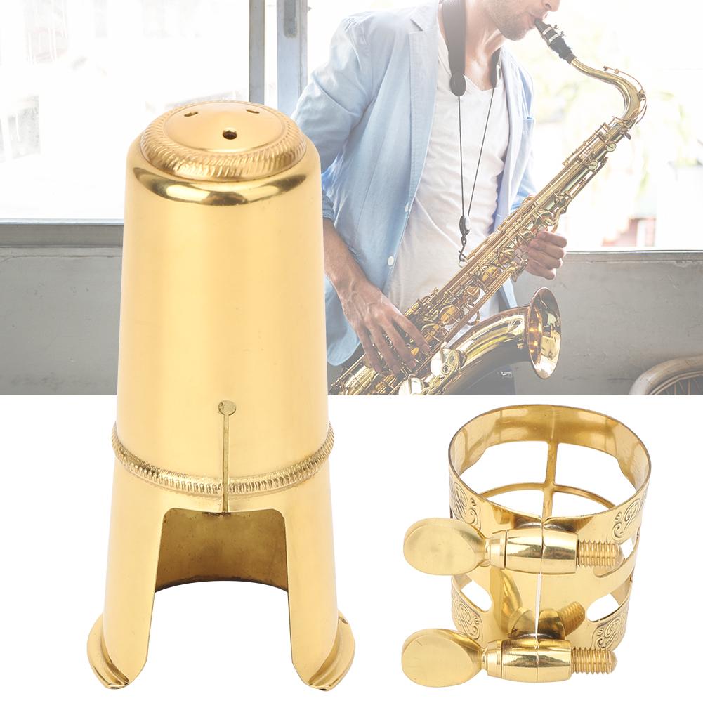 Tenor Saxophone Mouthpiece Metal Clip Cap Golden Musical Instrument Replacement Kit