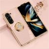 Shockproof Plating Ring Holder Phone Case for Samsung Galaxy Z Fold 6 5 4 Protective Stand Back Shell Luxury Full Protection Cover
