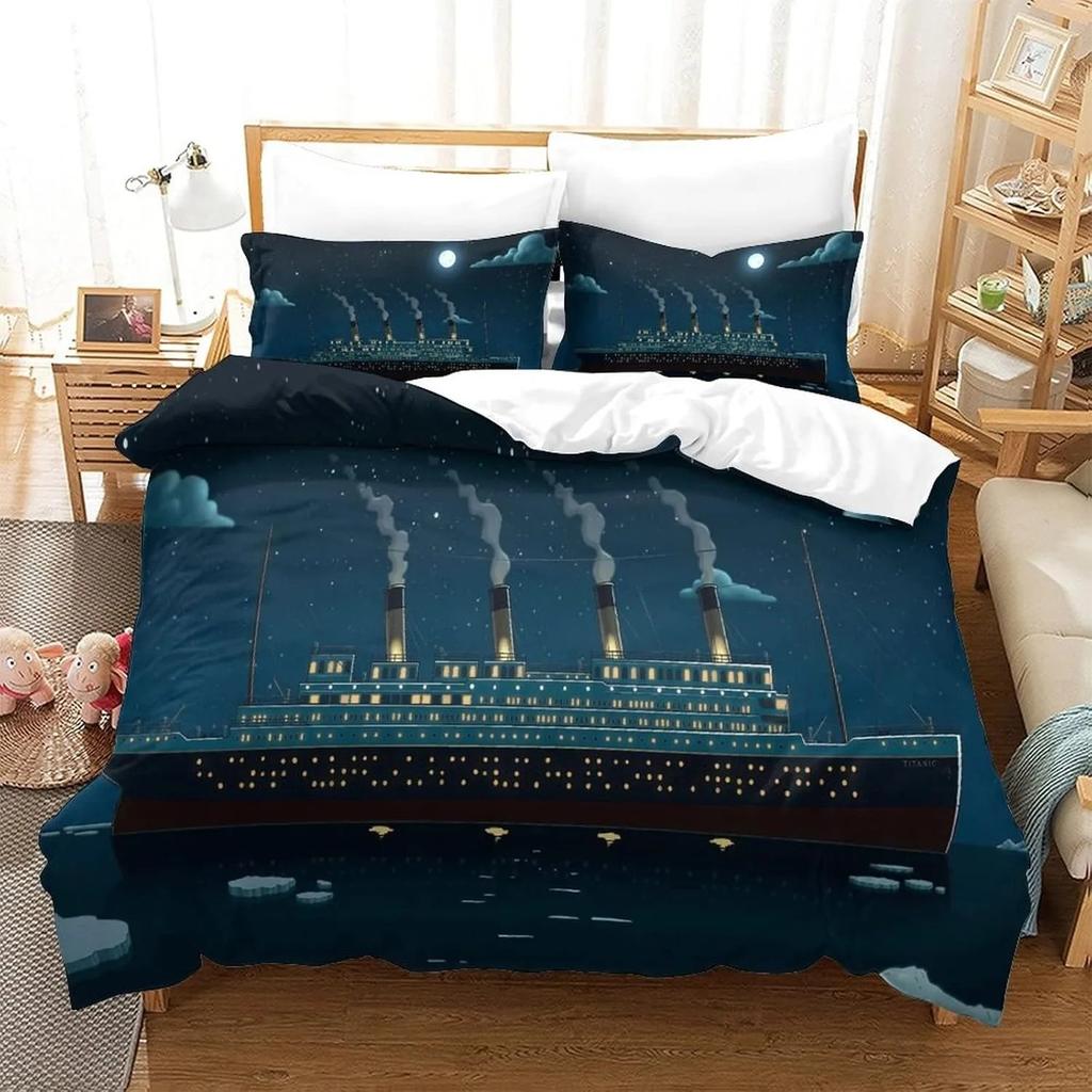 Exquisite 3D Titanic Ship Ocean Wallpaper Romantic Love Print Bedding Set Duvet Cover Comforter Bed Youth Kids Girls Boys Gift