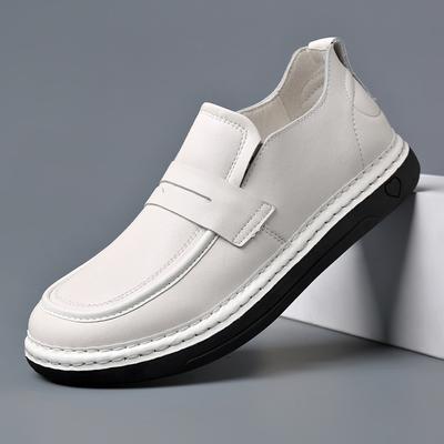 Fashion Spring Autumn Men's Casual Cow Leather White Shoes Fashion Korean Youth Fashion Big Head Men's Designer Shoes