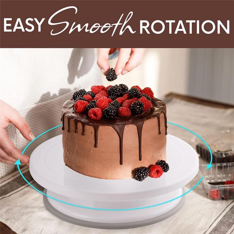 J1UL1N Cream Scraper 11 Inch Rotating Cake Turntable 6 Piece Cake Decorating Kit Includes 2 Icing Spatulas And 3 Scrapers