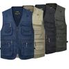 Men's Vest Casual Jacket Spring And Autumn Loose Style Cotton Multi-pocket Zipper Windproof Coat Collarless Sleeveless Jacket For Man